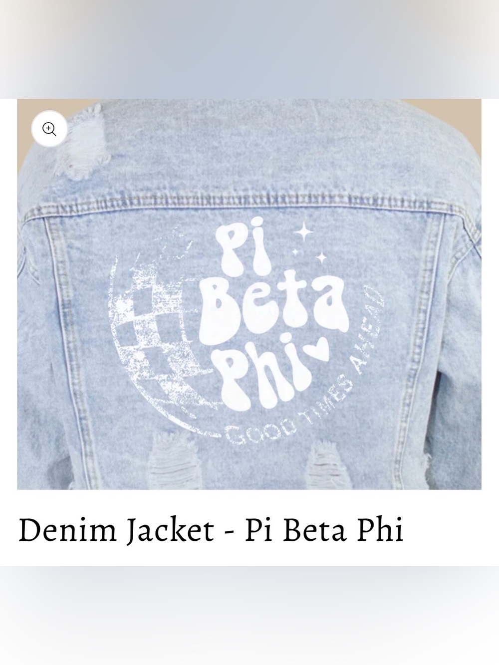 Pi Beta Phi Light Wash Distressed Denim Jacket - Women's Jean Jacket